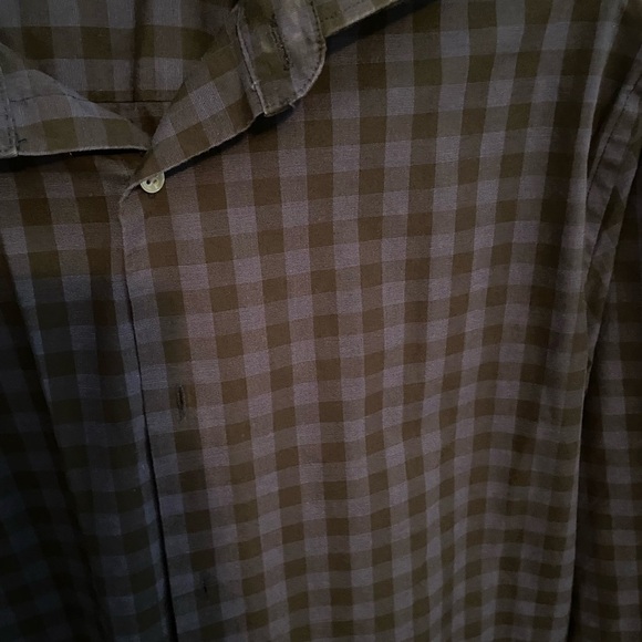 Men’s size medium blue/black plaid button up shirt - Picture 5 of 5